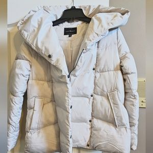 Lucky Brand Off White Puffer Hooded Jacket Size Small NWOT